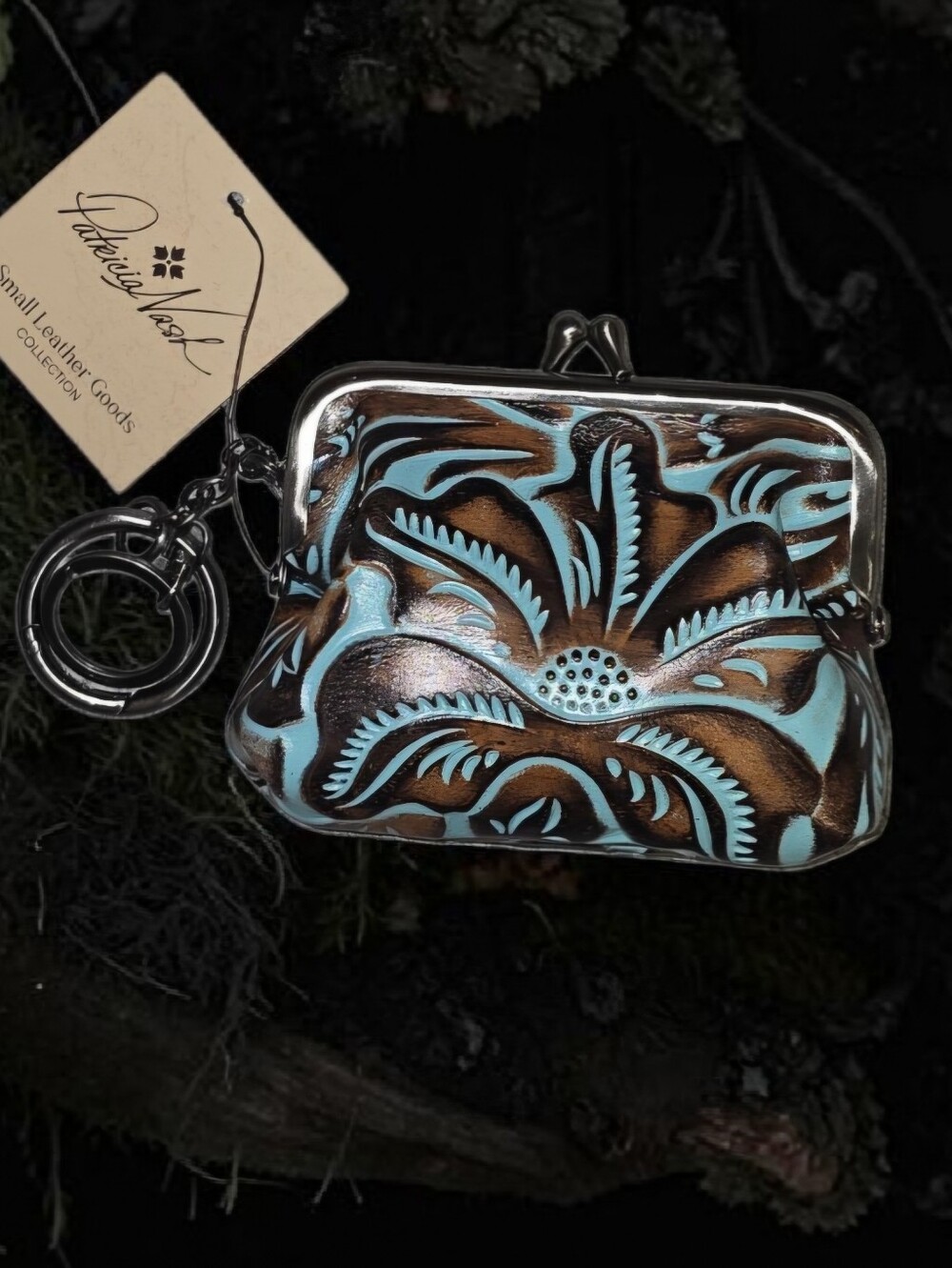 NWT Patricia Nash Borse Tooled Leather Kiss-Lock Coin Pouch - Picture 2 of 7
